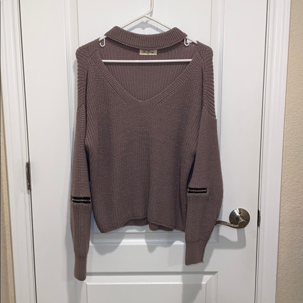 Yi Fang Purple Grey Sweater Size Medium